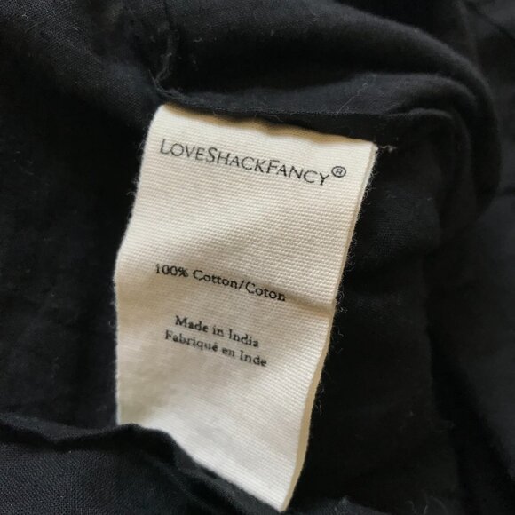LoveShackFancy Natasha Mini Dress Womens XS Black Cotton Ruffle Short Sleeve - Picture 7 of 13